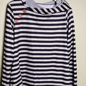 Jersey, striped hooded pullover